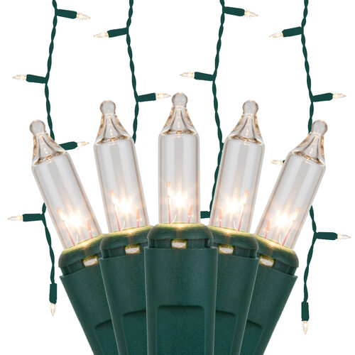 Clear Mini Icicle Lights on Green Wire