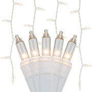 150 Clear Mini Icicle Lights on White Wire
