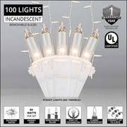 150 Clear Mini Icicle Lights on White Wire
