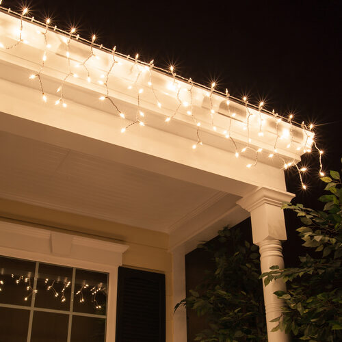 Clear Mini Icicle Lights on White Wire