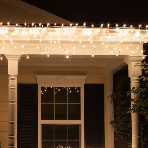 150 Clear Twinkle Mini Icicle Lights on White Wire