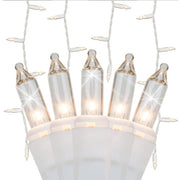 150 Clear Twinkle Mini Icicle Lights on White Wire