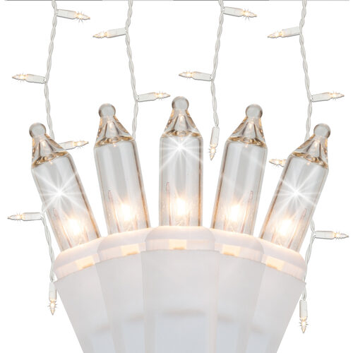 150 Clear Twinkle Mini Icicle Lights on White Wire