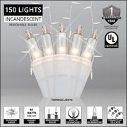 150 Clear Twinkle Mini Icicle Lights on White Wire