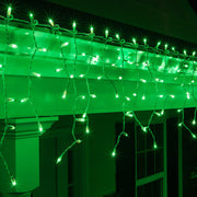 150 Green Mini Icicle Lights on White Wire