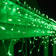 150 Green Mini Icicle Lights on White Wire