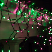 150 Green, Purple Mini Icicle Lights on Black Wire