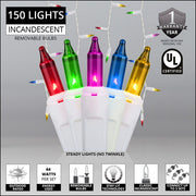 150 Multicolor Mini Icicle Lights on White Wire