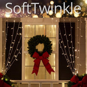 150 SoftTwinkle TM LED Curtain Lights, 66" Drops, 150 Warm White Lights, White Wire