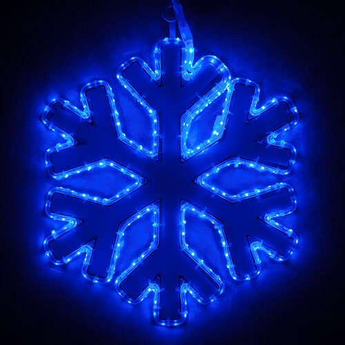 16" 18 Point Snowflake with Blue Acrylic Center, Blue Lights
