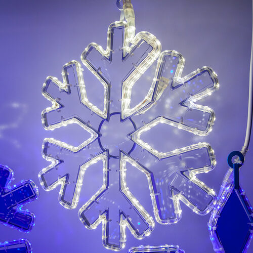 16" 18 Point Snowflake with Clear Acrylic Center, Cool White Lights