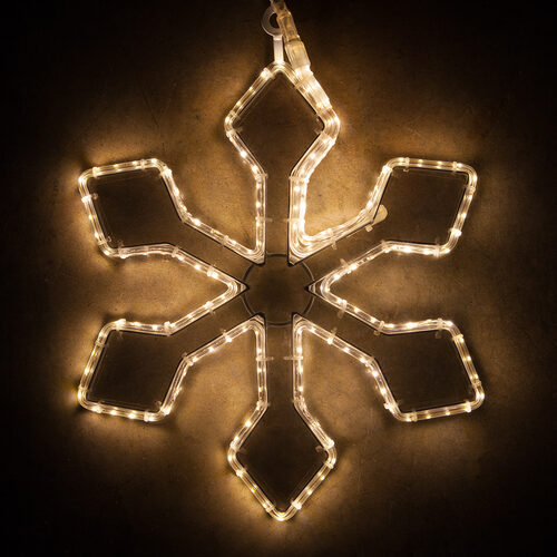 16" 6 Point Snowflake with Clear Acrylic Center, Warm White Lights