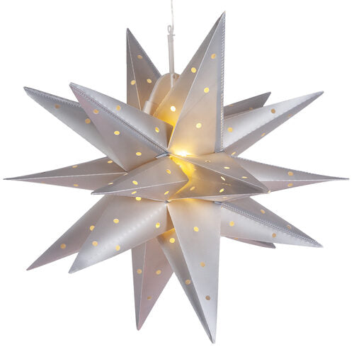 Silver Aurora Superstar TM Moravian Star Light, Fold-Flat, LED Lights, Outdoor Rated
