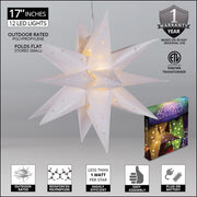 White Aurora Superstar TM Moravian Star Light, Fold-Flat, LED Lights, Outdoor Rated