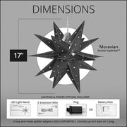 White Aurora Superstar TM Moravian Star Light, Fold-Flat, LED Lights, Outdoor Rated