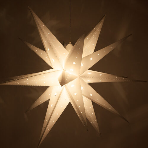 White Aurora Superstar TM Moravian Star Light, Fold-Flat, LED Lights, Outdoor Rated