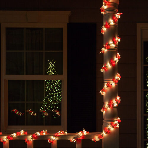 18' Garland Lights, 600 Red/Warm White LED Lights, White Wire