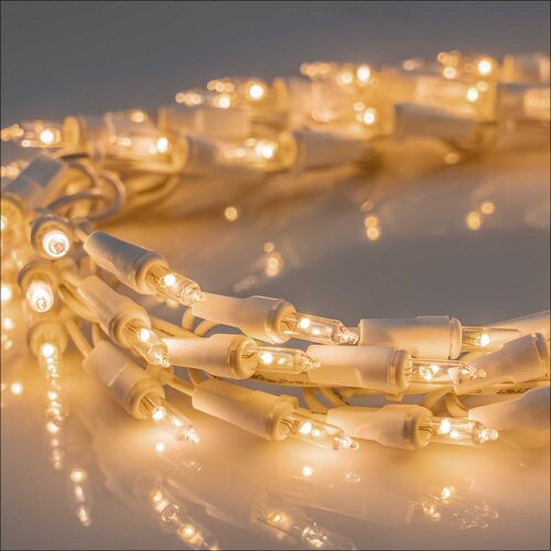 18' Garland Lights, 600 Warm White LED Lights, White Wire