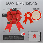 Red with Gold Trim Blooming Puff Nylon Bow