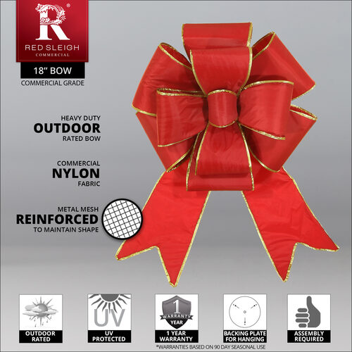 Red with Gold Trim Blooming Puff Nylon Bow