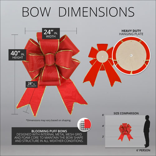 Red with Gold Trim Blooming Puff Nylon Bow