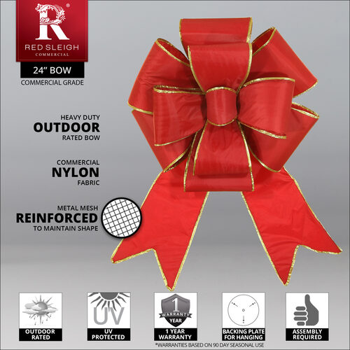 Red with Gold Trim Blooming Puff Nylon Bow