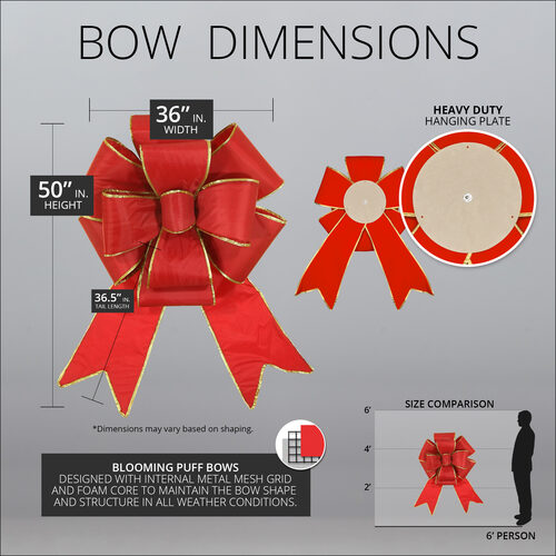 Red with Gold Trim Blooming Puff Nylon Bow