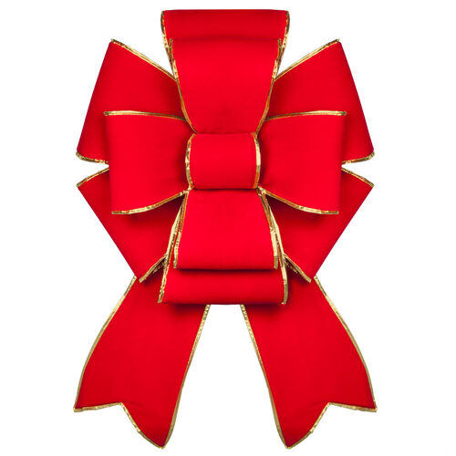 Red with Gold Trim Blooming Puff Velvet Bow