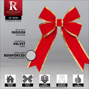 Red with Gold Trim Structural 3D Velvet Bow