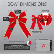 Red with Gold Trim Structural 3D Velvet Bow
