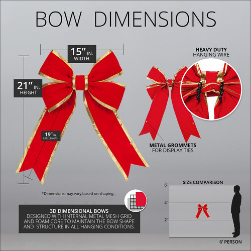 Red with Gold Trim Structural 3D Velvet Bow