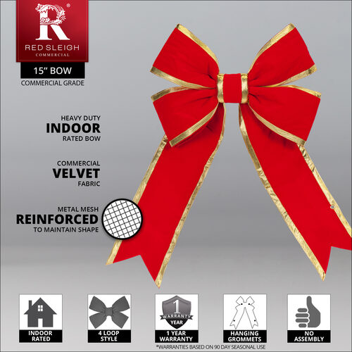 Red with Gold Trim Structural 3D Velvet Bow