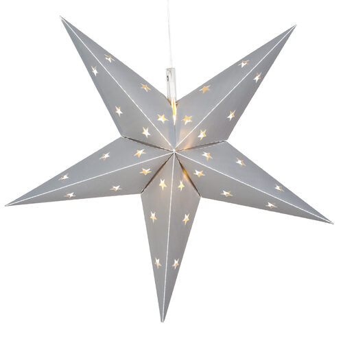 Silver Aurora Superstar TM 5 Point Star Light, Fold-Flat, LED Lights, Outdoor Rated