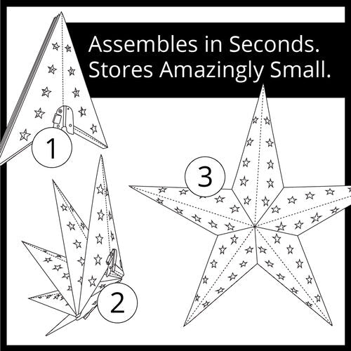 Silver Aurora Superstar TM 5 Point Star Light, Fold-Flat, LED Lights, Outdoor Rated
