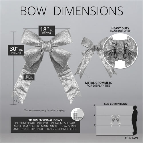 Silver Decorative 3D Glitter Bow