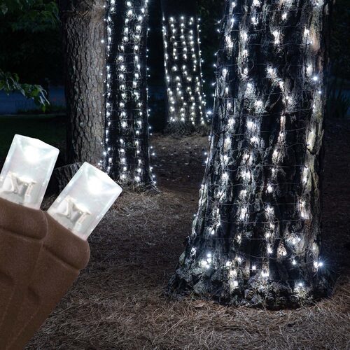 2' 6' 5mm Cool White 5mm LED Christmas Trunk Wrap Lights, 100 Lights on Brown Wire
