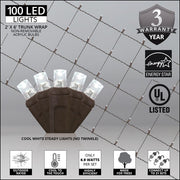 2' 6' 5mm Cool White 5mm LED Christmas Trunk Wrap Lights, 100 Lights on Brown Wire
