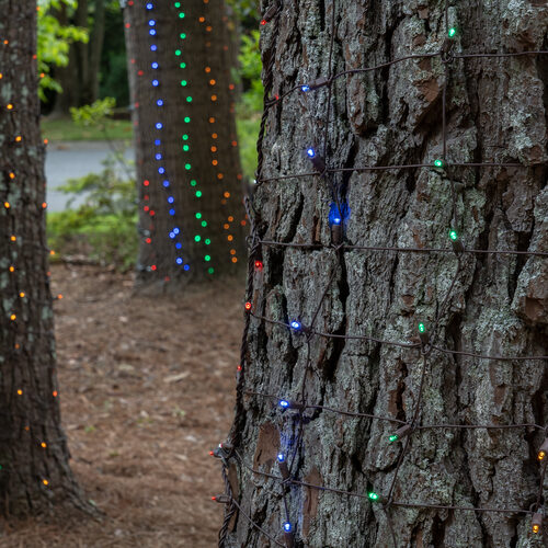 2' 6' 5mm Multicolor 5mm LED Christmas Trunk Wrap Lights, 100 Lights on Brown Wire