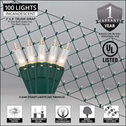 Mini Clear Mini Christmas Trunk Wrap Lights, Lights on Green Wire