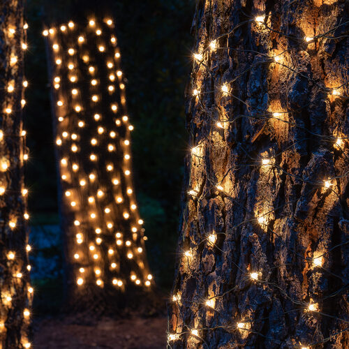 Mini Clear Mini Christmas Trunk Wrap Lights, Lights on Green Wire