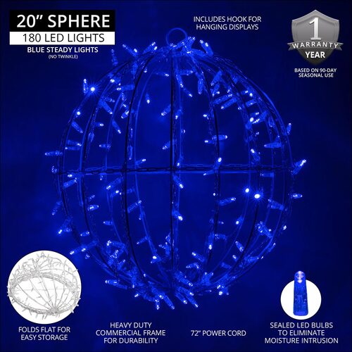 Blue LED, Commercial Mega Sphere Light Ball, Fold Flat