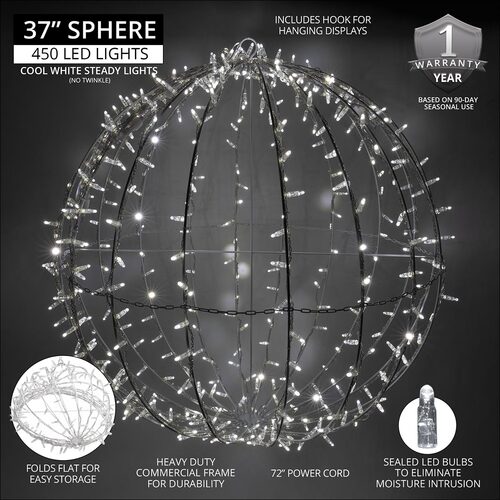 Cool White LED, Commercial Mega Sphere Light Ball, Fold Flat