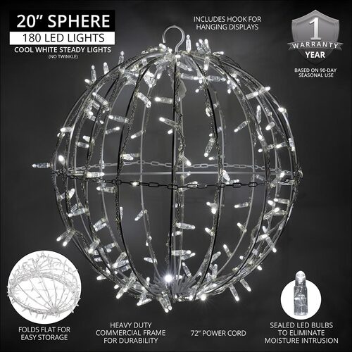 Cool White LED, Commercial Mega Sphere Light Ball, Fold Flat