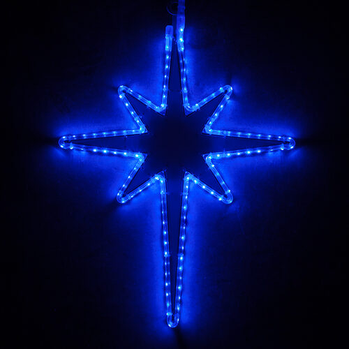 20" LED Bethlehem Star with Blue Acrylic Center, Blue Lights