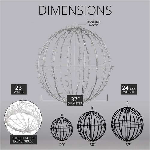 Red LED, Commercial Mega Sphere Light Ball, Fold Flat