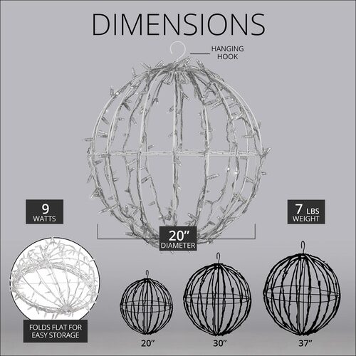 Red LED, Commercial Mega Sphere Light Ball, Fold Flat