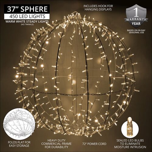 Warm White LED, Commercial Mega Sphere Light Ball, Fold Flat