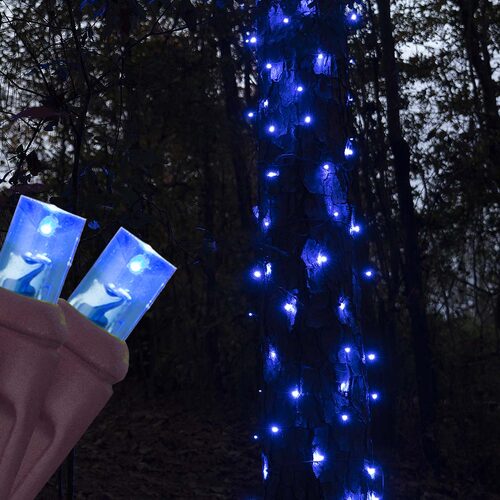 20" 45" Blue StretchNet Pro 5mm LED Christmas Trunk Wrap Lights, 50 Lights on Brown Wire