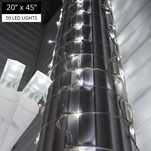 Cool White StretchNet Pro 5mm LED Christmas Column Wrap Lights, Lights on White Wire