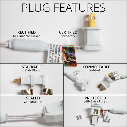 Cool White StretchNet Pro 5mm LED Christmas Column Wrap Lights, Lights on White Wire